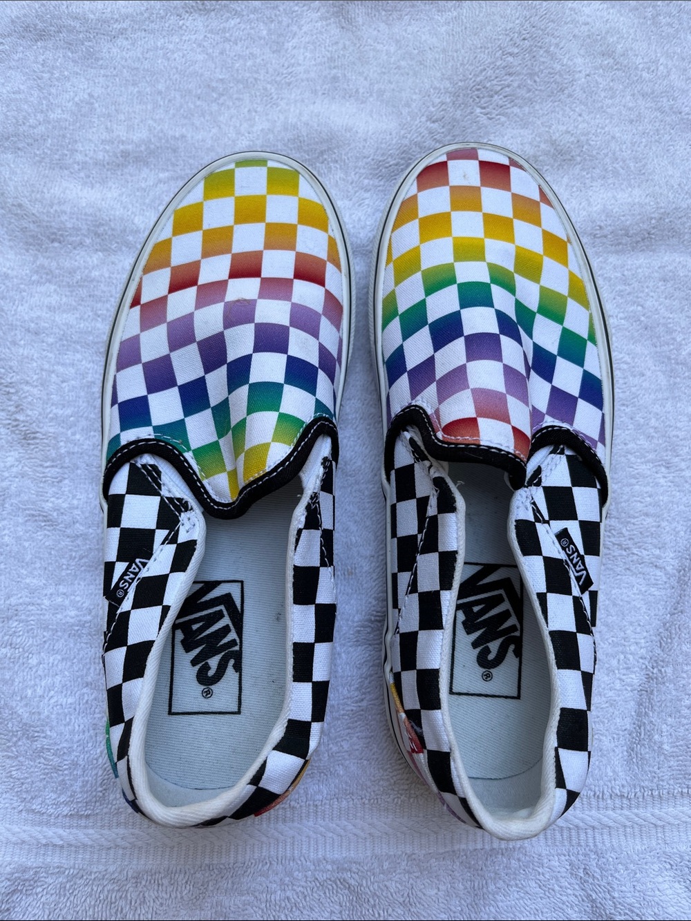 Vans Rainbow Checkerboard Slip-On Sneakers